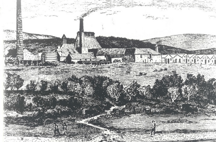 Rycina przedstawiająca destylarnię The Glenlivet